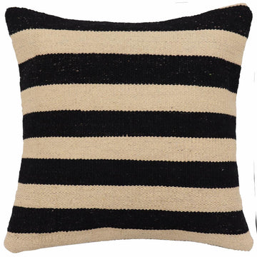 handmade Modern Pillow Beige Black Hand-Woven SQUARE 100% WOOL  Hand woven turkish pillow  2 x 2